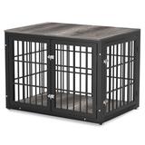 Tucker Murphy Pet™ Wood Dog Crate Furniture, Dog Kennel Double Doors Heavy Duty Dog Cage End Table in Gray/Black | 30.4 H x 29.9 D in | Wayfair