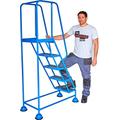 Mobile Rolling Safety Steps with Handrail and Cupped Feet (5 Tread) - The Workplace Depot