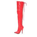 Gizelle Damen Schnürstiefeletten auf der Rückseite Overknee-Stiefel, rotes Leder, 44 EU