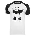 T-Shirt MERCHCODE "Herren Brandalised - Banksy´s Graffiti Panda Raglan Tee" Gr. L, schwarz-weiß (white, black) Herren Shirts T-Shirts