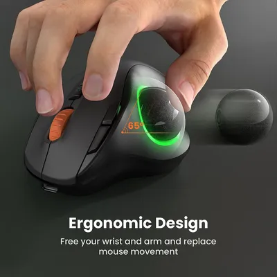 SeenDa – souris Trackball ergonomique sans fil Rechargeable Bluetooth 3 appareils connexion pour