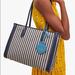 Kate Spade Bags | Kate Spade - Market Striped Canvas Tote - Navy White Stripe - Pxr00443 | Color: Blue/Cream | Size: Os