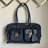 Dooney & Bourke Bags | Dooney And Bourke Black Gray Denim Leather Satchel Shoulder Bag | Color: Black/Gray | Size: Os