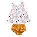 Qufokar Newborn Baby Fall Clothes 2 Piece Set New Born Babies Baby Set Toddler Ruffles Sleeveless Tops+Solid Shorts Vest Girls Floral Outfits Girls Outfits&Set