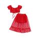 Gwiyeopda Toddler Little Girls Off Shoulder Ruffles T Shirts Polka Dot Mesh Shorts Skirts 2-7 Years