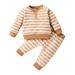Qufokar Winter for Baby Boy Baby Boy Beach Outfit Baby Boys Girls Long Sleeve Striped Sweatshirt Tops Patchwork Pants Trousers Outfit Set