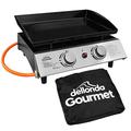 Dellonda 2 Burner Portable Gas Plancha 5kW BBQ Griddle, Includes PVC Cover, Stainless Steel - DG232