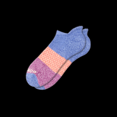 Women's Tri-Block Ankle Socks - Marled Violet And Magenta - Medium - Bombas