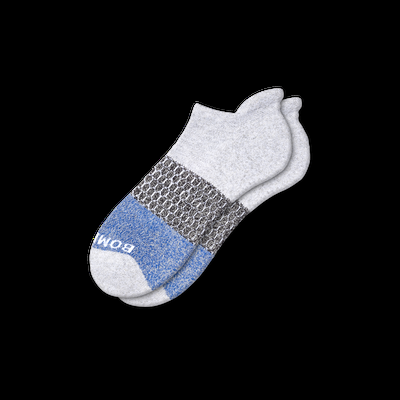 Men's Tri-Block Ankle Socks - Light Grey Heather And Royal - Extra Large - Bombas