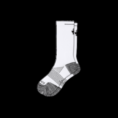 Men's Running Calf Socks - White With Bee - Large - Bombas