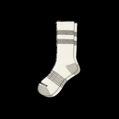 Vintage Stripe Calf Sock - White Grey - Extra Large - Bombas
