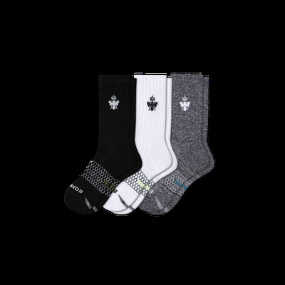 Men's All-Purpose Performance Calf Sock 3-Pack - Black White Charcoal - Large - Bombas