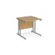 Office Desk | 800mm Rectangular Desk With Cantilever Leg | Oak Tops With Silver Frames | 800mm Depth | Maestro 25