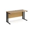 Office Desk | 1400mm Rectangular Desk With Cable Managed Leg | Oak Tops With Black Frames | 600mm Depth | Maestro 25