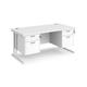 Office Desk | Rectangular Desk 1600mm With Double Pedestal | White Top With White Frame | 800mm Depth | Maestro 25 MC16P22WHWH