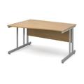 Office Desk | Left Hand Wave Desk 1400mm | Oak Top With Silver Frame | Momento