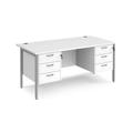 Office Desk | Rectangular Desk 1600mm With Double Pedestal | White Top With Silver Frame | 800mm Depth | Maestro 25 MH16P33SWH
