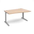 Office Desk | Right Hand Wave Desk 1400mm | Beech Top With Silver Frame | TR10