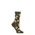 Ladies 1 Pair Thought Summer Poppies Organic Cotton Socks Olive Green 4-7 Ladies