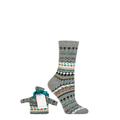 Ladies 1 Pair Thought Dannie Organic Cotton Christmas Jumper Gift Bagged Socks Grey Marle 4-7