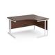 Office Desk | Right Hand Corner Desk 1400mm | Walnut Top With White Frame | 1200mm Depth | Maestro 25 MC14ERWHW