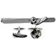 David Van Hagen Football and Boot Cufflinks and Tie Slide Set - Silver/Black