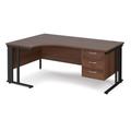 Office Desk | Left Hand Corner Desk 1800mm With Pedestal | Walnut Top With Black Frame | 1200mm Depth | Maestro 25 MCM18ELP3KW