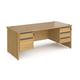 Office Desk | Rectangular Desk 1800mm With Double Pedestal | Oak Top And Panel End Leg | 800mm Depth | Contract 25 CP18S23-G-O