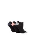 Ladies 3 Pair SOCKSHOP TORE 100% Recycled Heel and Toe Cotton Trainer Socks Black Navy / Grey / Pink 4-8 Ladies