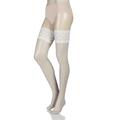 1 Pair Ivory 10 Denier Bridal Lace Top Hold Ups Ladies Small - Charnos