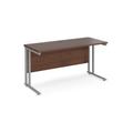 Office Desk | 1400mm Rectangular Desk With Cantilever Leg | Walnut Tops With Silver Frames | 600mm Depth | Maestro 25