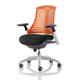 Flex Task Operator Chair White Frame Black Fabric Back With Orange Back With Arms