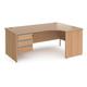 Office Desk | Right Hand Corner Desk 1800mm With Pedestal | Beech Top And Panel End Leg | 800mm Depth | Contract 25 CP18ER3-S-B