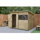 Forest Garden 8x6 Overlap Pressure Treated Pent Wooden Garden Shed (Installation Included)