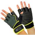 Fitness Mad Mens Leather Weightlifting Gloves (S) (Black/Neon Green)