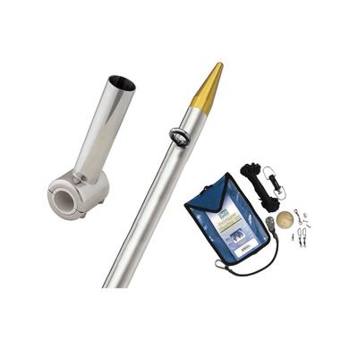 TACO Marine Center Rigger Kit w/8' Silver/Gold Pole & Rigging Kit Clamp-On F16-0311VEL8SB