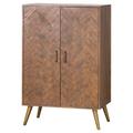 Brown Pine Herringbone Drinks Cabinet - Havana