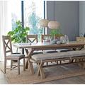 Oak 8 Seater Extendable Dining Table with 4 Matching Dining Chairs & Bench - Pegasus