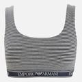 Emporio Armani Women's Striped Cotton Bralette - Marine Grey Stripe - M