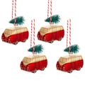 Sass & Belle Set 4 Mini Campervan Baubles Hanging Decorations - Christmas