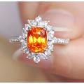 3.3Ct Natural Fanta Garnet Cushion Cut & White Diamond 18K Solid Gold Handmade Spessartite Ring, Anniversary Gift Idea