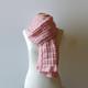 Hand Knitted Long Scarf in Pink Merino Wool, Squares Scarf, Winter Wrap