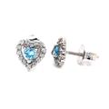 9Ct Gold White Heart Shaped Diamond & Brilliant Cut London Blue Topaz 6mm Stud Earrings - Real Hallmarked