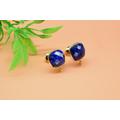 Sapphire 10mm Cushion Earring Connector, Earring Findings, Blue Post Stud, Gold Plated Connector, Bluesapphire Stud