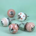 G Decor Pastel Pink White Assorted Handmade Ceramic Cabinet Door Pull Knobs