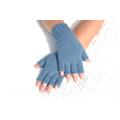 Jeans Blue 100% Alpaca Gloves With Open Fingers, Hand Knitted Half Finger For Autumn/Winter Season, Handmade Wool