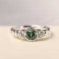 Vintage Milgrain Ring Round Cut Green Sapphire Engagement Anniversary Gifts For Women