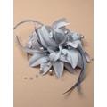 Silver Grey Sinamay Fascintor, Wedding Fascinator, Flower Silver Church Hat, Bridal Headpiece, Fascinator