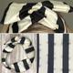 Wired Head Scarf Wrap Black, White & Silver Striped Pattern Print