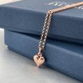 Rose Gold Heart Charm Necklace. Love Pendant. Delicate in Gold. Necklaces. Gift For Her